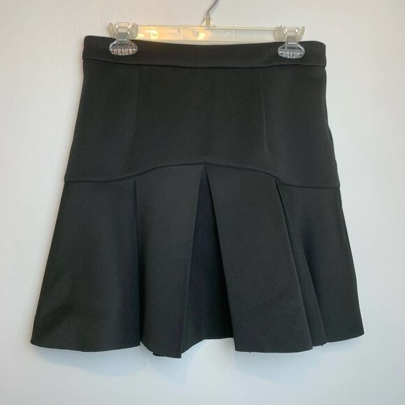 Shine Star Skirt Mini solid Black Pleated Skater Zip Up high waisted size L - Picture 9 of 9